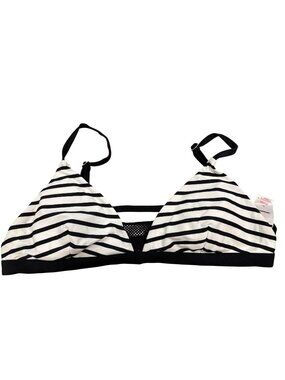 Xhilaration XL Black White Striped Mesh Panel Bikini Top Grungecore Alt Aestheti